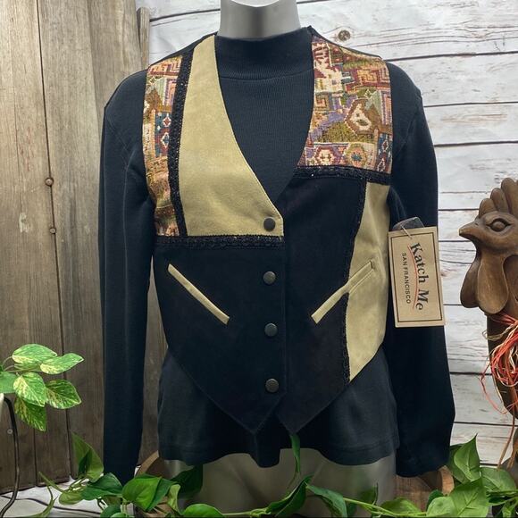 Katch Me Dead Stock Retro NWT Western Rancher Rodeo Suede Leather Vest S A - Picture 6 of 8